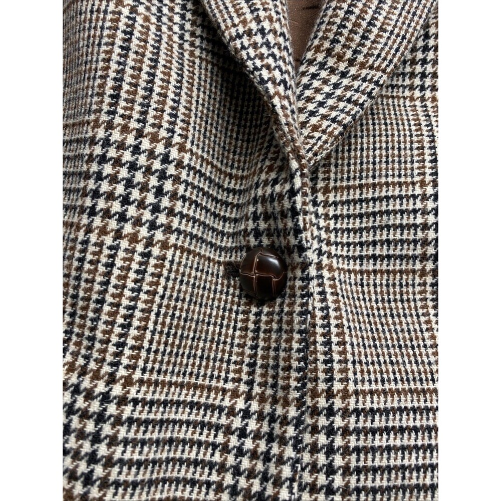 VTG Sellecca Plaid Blazer Jacket Women’s 14 Brown Velvet Collar Dark Academia - Picture 5 of 8